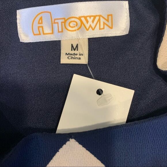 Color block dress blue cream sleeveless sheath career work size medium - Picture 5 of 9